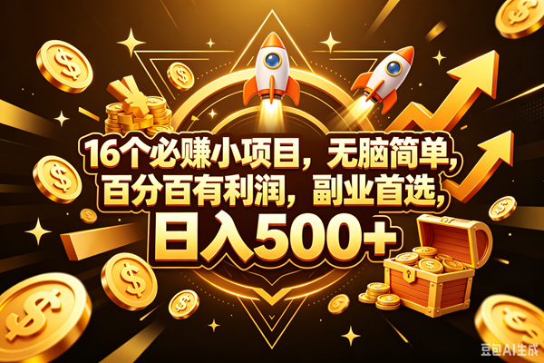 （18440期）16个必赚钱的小项目，百分百赚米，无脑简单，副业首选，日入300+-佳佳云创网