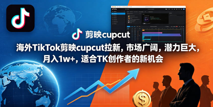 海外TikTok剪映cupcut拉新，市场广阔，潜力巨大，月入1w+，适合TK创作者的新机会-佳佳云创网