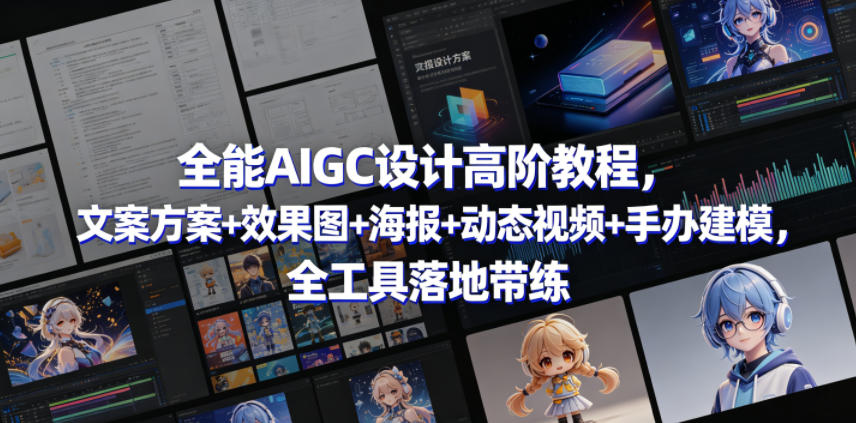 全能AIGC设计高阶教程，文案方案+效果图+海报+动态视频+手办建模，全工具落地带练-佳佳云创网