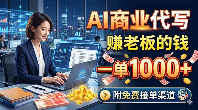 （18444期）AI商业代写，赚老板的钱，一单1000+，附免费接单渠道-佳佳云创网