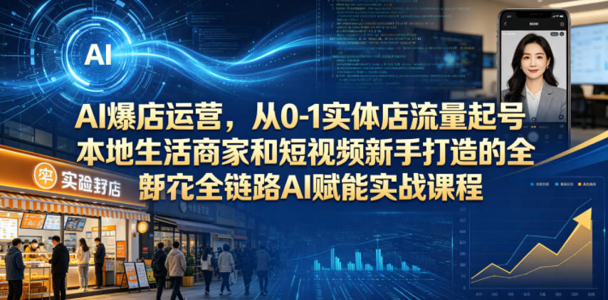 AI爆店运营，从0-1实体店流量起号，本地生活商家和短视频新手打造的全链路AI赋能实战课程-佳佳云创网