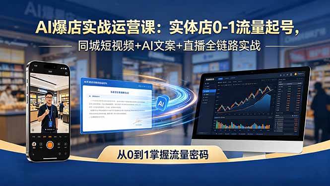 （18451期）AI爆店实战运营课：实体店0-1流量起号，同城短视频+AI文案+直播全链路实战-佳佳云创网