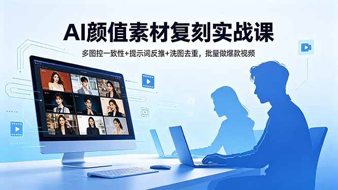 （18450期）AI颜值素材复刻实战课，多图控一致性+提示词反推+洗图去重，批量做爆款视频-佳佳云创网