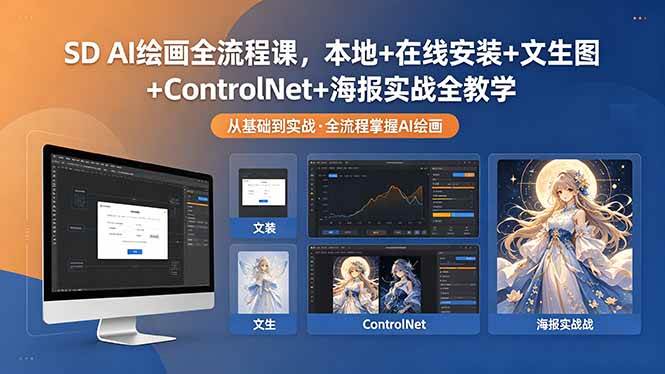 （18453期）SD AI绘画全流程课，本地+在线安装+文生图+ControlNet+海报实战全教学-佳佳云创网