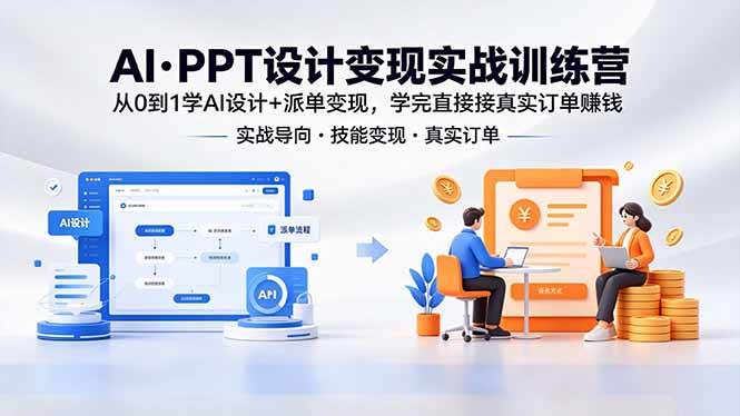 （18457期）AI·PPT设计变现实战训练营，从0到1学AI设计+派单变现，学完直接接真实订单赚钱-佳佳云创网