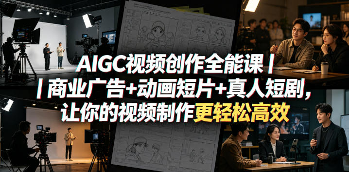 AIGC视频创作全能课｜商业广告+动画短片+真人短剧，让你的视频制作更轻松高效-佳佳云创网
