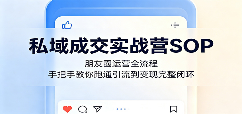 私域成交实战营SOP：朋友圈运营全流程，手把手教你跑通引流到变现完整闭环-佳佳云创网