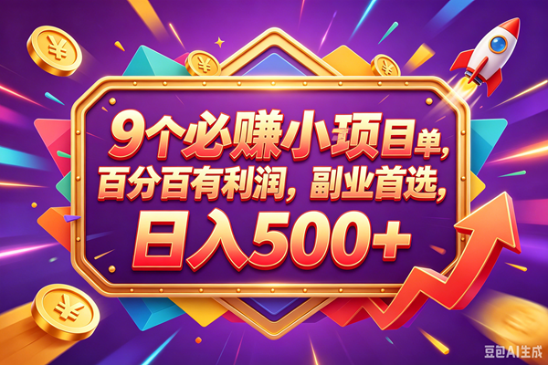 （18462期）9个必赚钱的小项目，百分百赚米，无脑简单，副业首选，日入380+-佳佳云创网