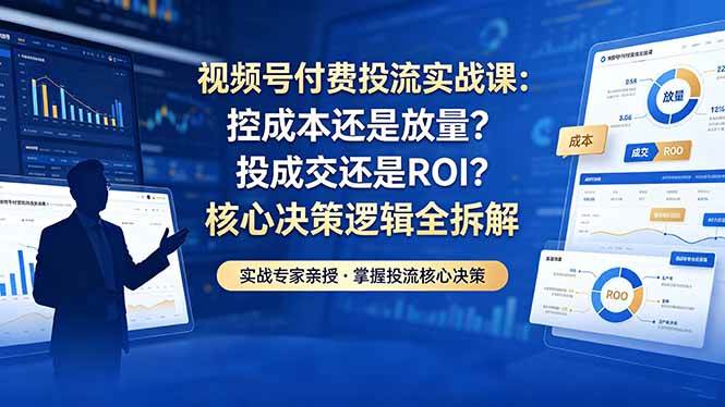 （18462期）视频号付费投流实战课-5月：控成本还是放量？投成交还是ROI？核心决策逻辑全拆解-佳佳云创网