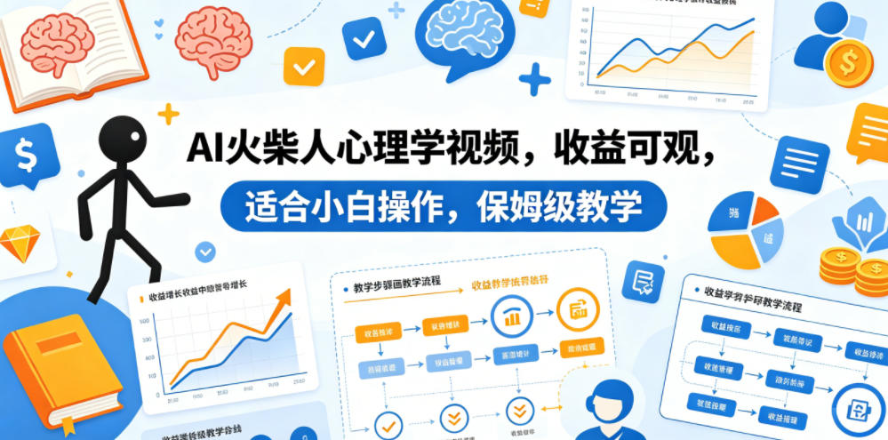 AI火柴人心理学视频，收益可观，适合小白操作，保姆级教学-佳佳云创网