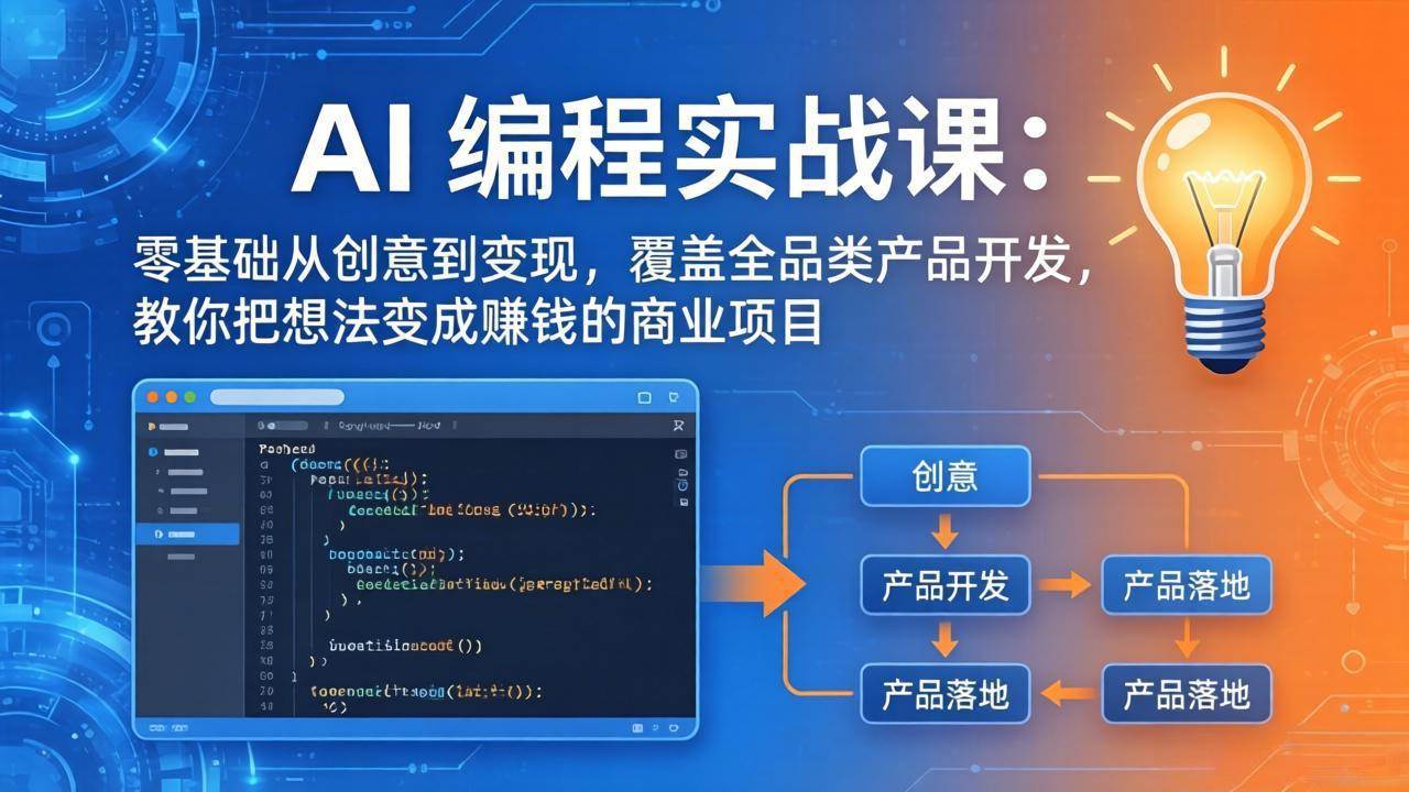 （18469期）AI编程实战课-第三期-5月9更新：零基础从创意到变现，覆盖全品类产品开发，把想法变成赚钱项目-佳佳云创网