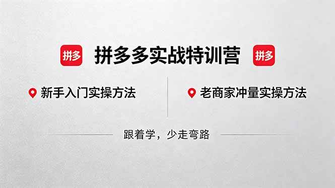 （18468期）拼多多实战特训营(更新5月15)：不管是新手入门或老商家冲量，都有实操方法，跟着学，少走弯路-佳佳云创网