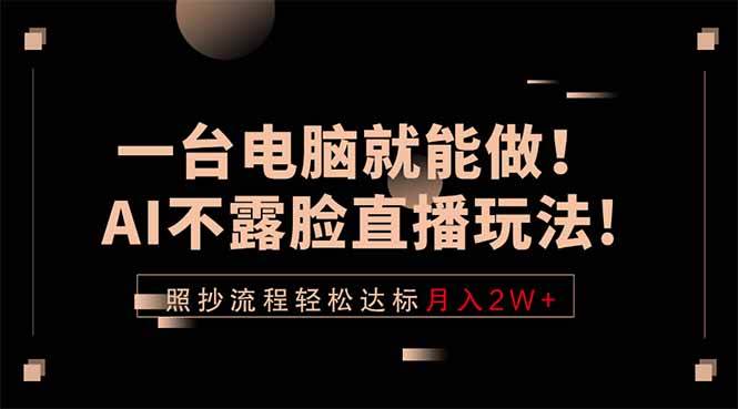 （18472期）一台电脑就能做！AI不露脸直播玩法，照抄流程轻松达标月入2W+-佳佳云创网