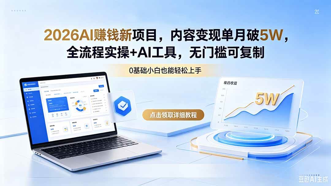 （18476期）2026AI赚钱新项目，内容变现单月破5W，全流程实操+AI工具，无门槛可复制-佳佳云创网