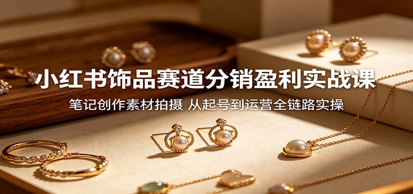 小红书饰品赛道分销盈利实战课：笔记创作素材拍摄，从起号到运营全链路实操-佳佳云创网