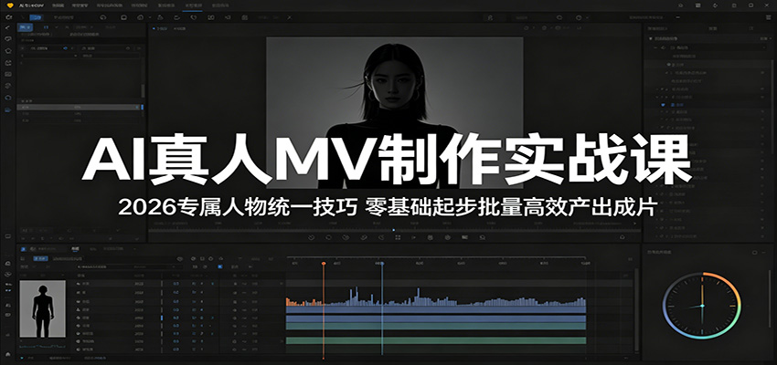 AI真人MV制作实战课：2026专属人物统一技巧，零基础起步批量高效产出成片-佳佳云创网