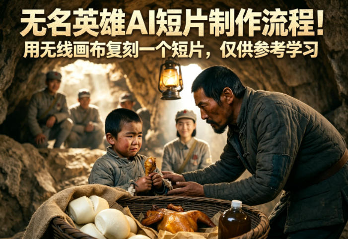 无名英雄AI短片制作流程！用无线画布复刻一个短片，仅供参考学习-佳佳云创网