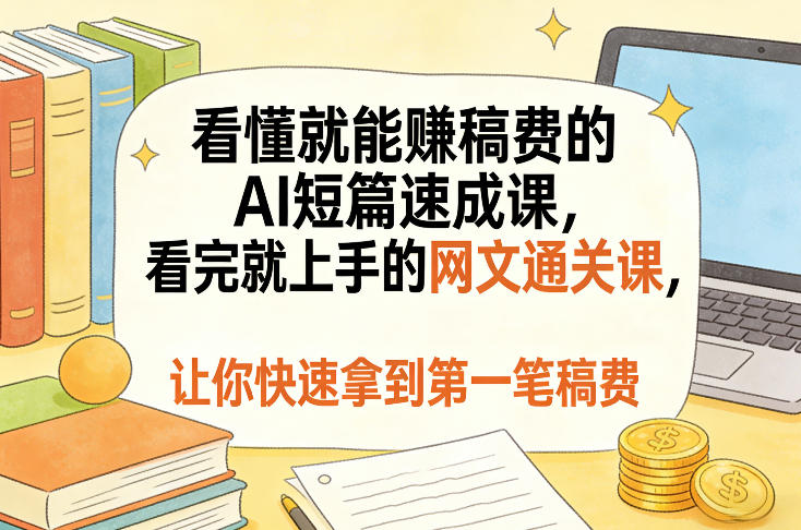 看懂就能賺稿费的AI短篇速成课，看完就上手的网文通关课，让你快速拿到第一笔稿费（更新5月）-佳佳云创网