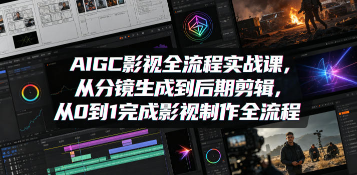 AIGC影视全流程实战课，从分镜生成到后期剪辑，从0到1完成影视制作全流程-佳佳云创网
