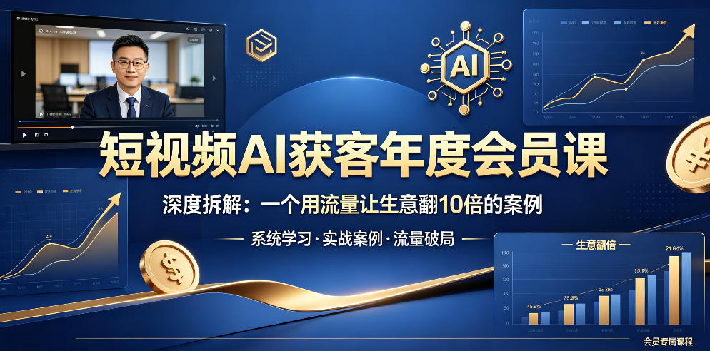 短视频AI获客年度会员课，深度拆解，一个用流量让生意翻10倍的案例-佳佳云创网