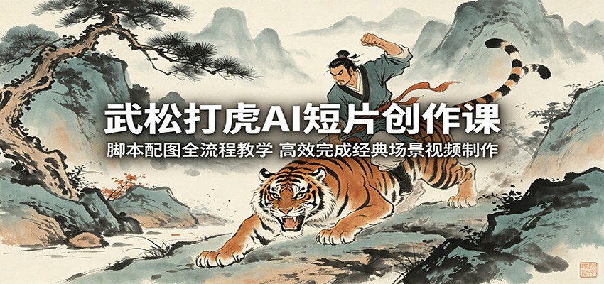 武松打虎AI短片创作课：脚本配图全流程教学，高效完成经典场景视频制作-佳佳云创网