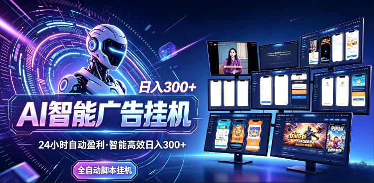 AI智能广告挂G项目，无需人工，单机稳定日入200+，可矩阵放大，24小时不间断刷广告賺收益【揭秘】-佳佳云创网