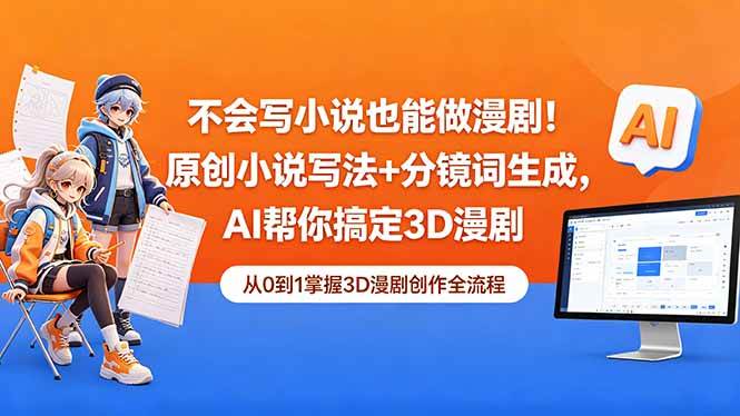 （18512期）不会写小说也能做漫剧！原创小说写法+分镜词生成，AI帮你搞定3D漫剧-佳佳云创网