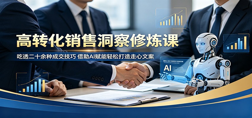 高转化销售洞察修炼课：吃透二十余种成交技巧，借助AI赋能轻松打造走心文案-佳佳云创网