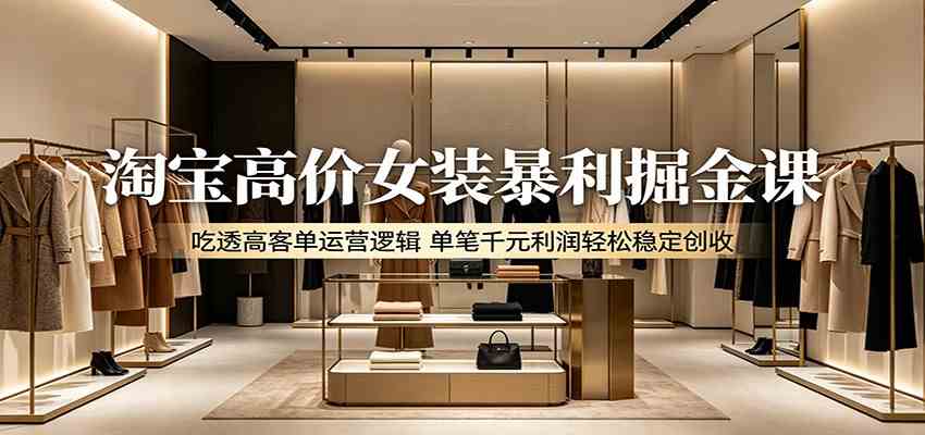 淘宝高价女装暴利掘金课：吃透高客单运营逻辑，单笔千元利润轻松稳定创收-佳佳云创网