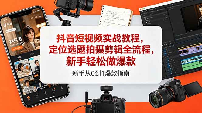 （18524期）抖音短视频实战教程，定位选题拍摄剪辑全流程，新手轻松做爆款-佳佳云创网