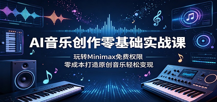 AI音乐创作零基础实战课：玩转Minimax免费权限，零成本打造原创音乐轻松变现-佳佳云创网