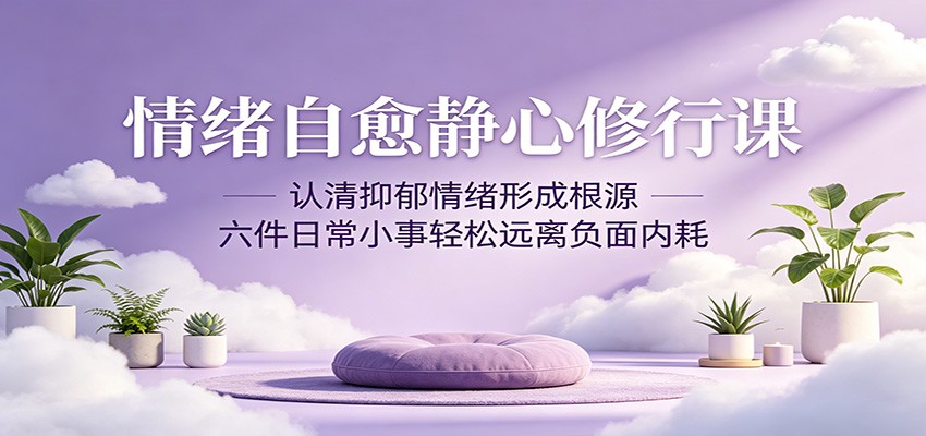 情绪自愈静心修行课：认清抑郁情绪形成根源，六件日常小事轻松远离负面内耗-佳佳云创网