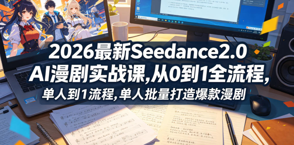 2026最新Seedance2.0 AI漫剧实战课,，从0到1全流程，单人批量打造爆款漫剧-佳佳云创网