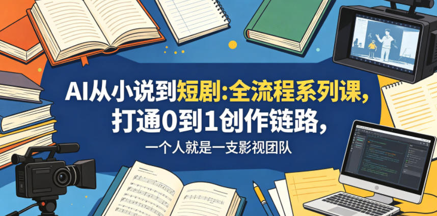 AI从小说到短剧全流程系列课，打通0到1创作链路，一个人就是一支影视团队-佳佳云创网