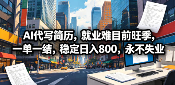 AI代写简历，就业难目前旺季，一单一结，稳定日入800，永不失业-佳佳云创网