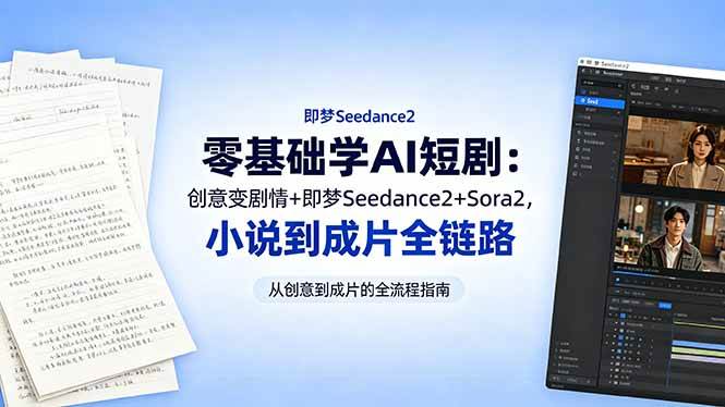 （18537期）零基础学AI短剧：创意变剧情+即梦Seedance2+Sora2，小说到成片全链路-佳佳云创网