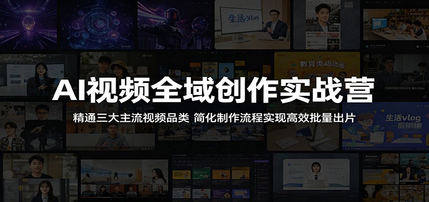 AI视频全域创作实战营：精通三大主流视频品类，简化制作流程实现高效批量出片-佳佳云创网