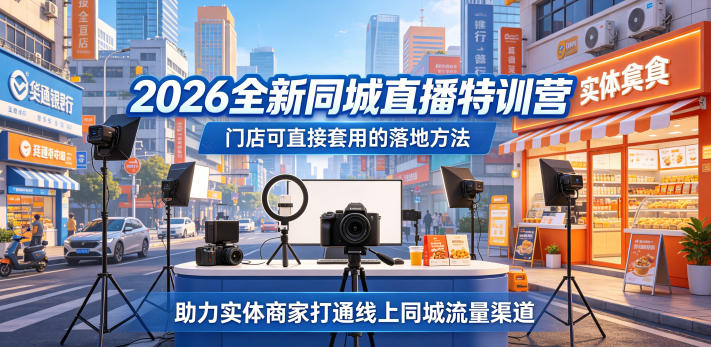 2026全新同城直播特训营，门店可直接套用的落地方法，助力实体商家打通线上同城流量渠道-佳佳云创网