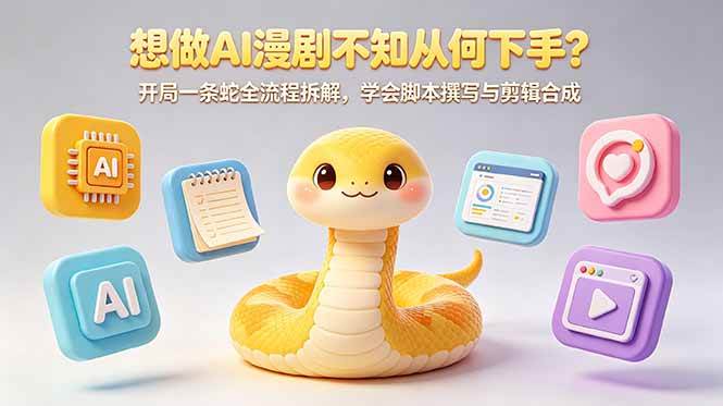 （18550期）想做AI漫剧不知从何下手？开局一条蛇全流程拆解，学会脚本撰写与剪辑合成-佳佳云创网