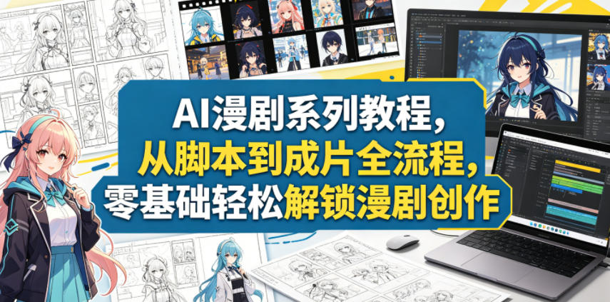 AI漫剧系列教程，从脚本到成片全流程，零基础轻松解锁漫剧创作-佳佳云创网