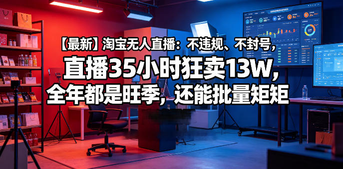 【最新】淘宝无人直播：不违规、不封号，直播35小时狂卖13W，全年都是旺季，还能批量矩阵操作【揭秘】-佳佳云创网