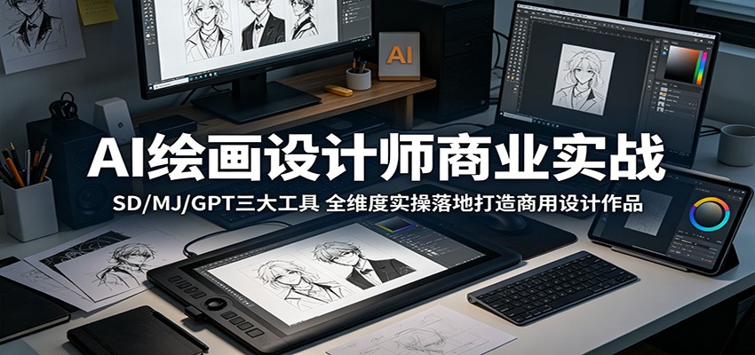 AI绘画设计师商业实战：SD/MJ/GPT三大工具，全维度实操落地打造商用设计作品-佳佳云创网
