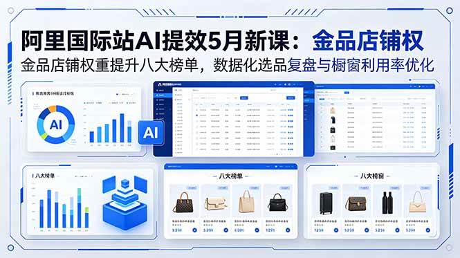 （18556期）阿里国际站AI提效5月新课：金品店铺权重提升八大榜单，数据化选品复盘与橱窗利用率优化-佳佳云创网
