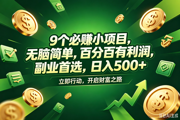 （18562期）9个必赚钱的小项目，百分百赚米，无脑简单，副业首选，日入398+-佳佳云创网