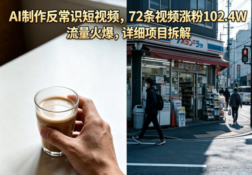 AI制作反常识短视频，72条视频涨粉102.4W，流量火爆，详细项目拆解-佳佳云创网