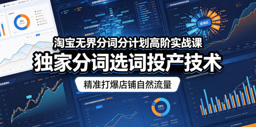 淘宝无界分词分计划高阶实战课，独家分词选词投产技术，精准打爆店铺自然流量-佳佳云创网