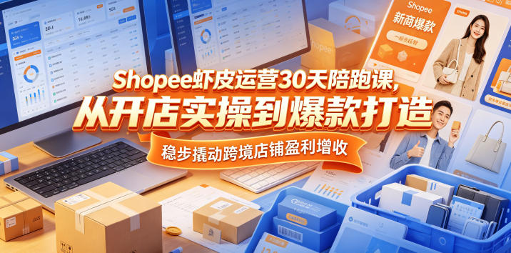 Shopee虾皮运营30天陪跑课，从开店实操到爆款打造，稳步撬动跨境店铺盈利增收-佳佳云创网