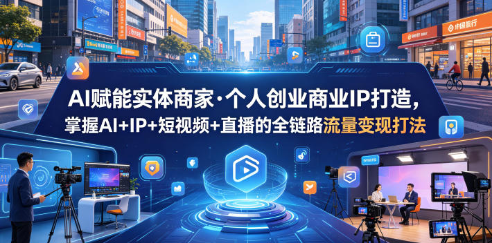 AI赋能实体商家·个人创业商业IP打造，掌握AI+IP+短视频+直播的全链路流量变现打法-佳佳云创网