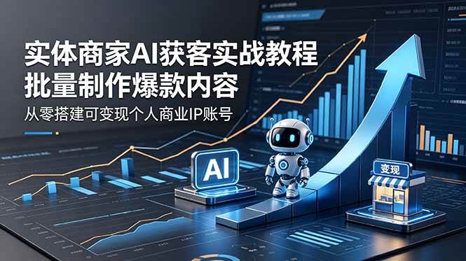 （18572期）实体商家AI获客实战教程：批量制作爆款内容，从零搭建可变现个人商业IP账号-佳佳云创网