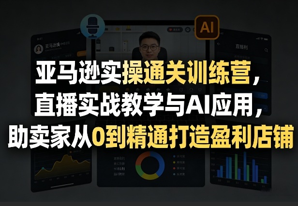 亚马逊实操通关训练营，直播实战教学与AI应用，助卖家从0到精通打造盈利店铺（更新5月23日）-佳佳云创网